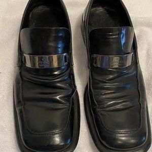 Gucci Men's Shoes Vintage size 9 1/2 D Black w Silver Gucci Full Bit #110-1452